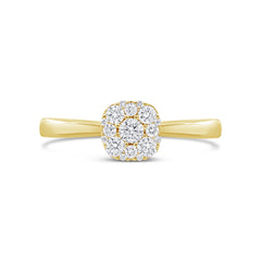 0.29ct 14k Yellow Gold Diamond Cluster Engagment Ring