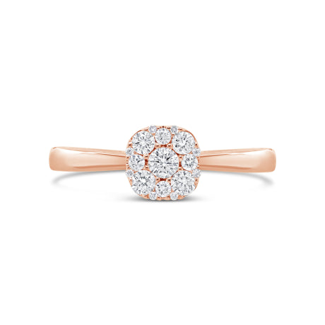 0.29ct 14k Rose Gold Diamond Cluster Engagment Ring