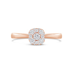 0.29ct 14k Rose Gold Diamond Cluster Engagment Ring