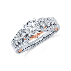 0.71ct 14k Two-tone Rose Gold Diamond Semi-mount Ring for 0.75ct Center