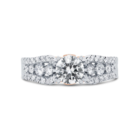 0.71ct 14k Two-tone Rose Gold Diamond Semi-mount Ring for 0.75ct Center
