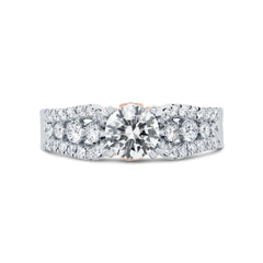 0.71ct 14k Two-tone Rose Gold Diamond Semi-mount Ring for 0.75ct Center