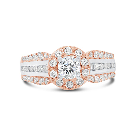0.75ct 14k Two-tone Rose Gold Diamond Semi-mount Ring for 0.50ct Center