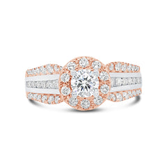 0.75ct 14k Two-tone Rose Gold Diamond Semi-mount Ring for 0.50ct Center