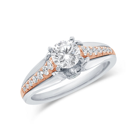 0.31ct 14k Two-tone Rose Gold Diamond Semi-mount Ring for 0.50ct Center