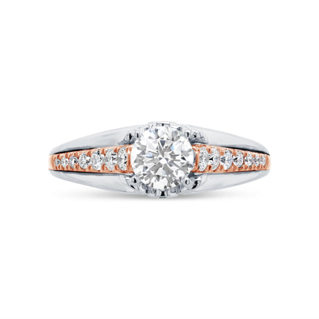 0.31ct 14k Two-tone Rose Gold Diamond Semi-mount Ring for 0.50ct Center