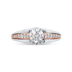 0.31ct 14k Two-tone Rose Gold Diamond Semi-mount Ring for 0.50ct Center