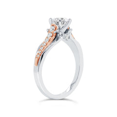 0.31ct 14k Two-tone Rose Gold Diamond Semi-mount Ring for 0.50ct Center