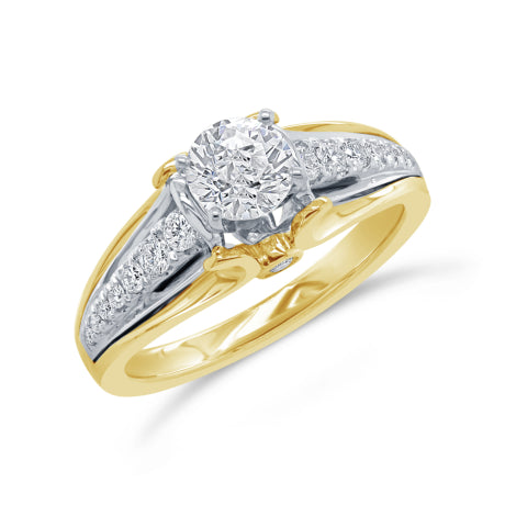 0.29ct 14k Two-tone Gold Diamond Semi-mount Ring for 0.40ct Center