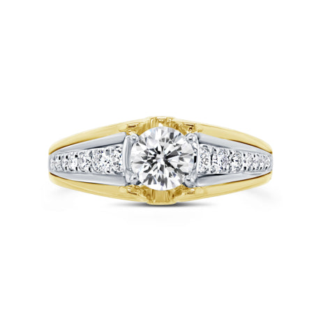 0.29ct 14k Two-tone Gold Diamond Semi-mount Ring for 0.40ct Center