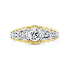 0.29ct 14k Two-tone Gold Diamond Semi-mount Ring for 0.40ct Center