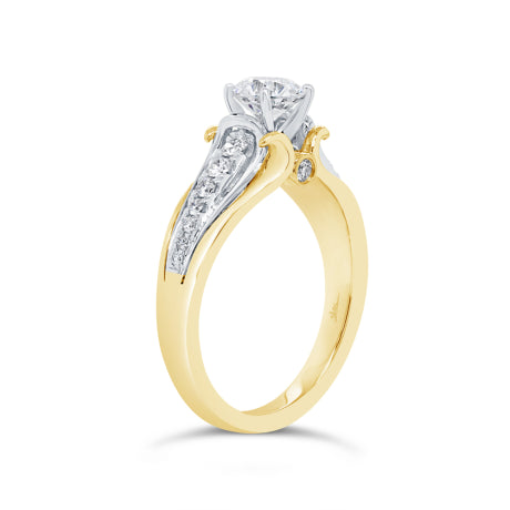 0.29ct 14k Two-tone Gold Diamond Semi-mount Ring for 0.40ct Center