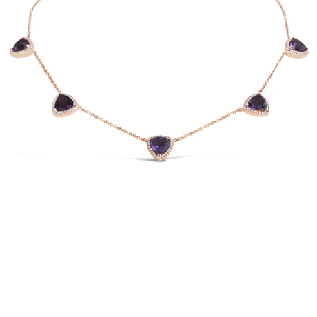 0.40ct Diamond & 5.10ct Amethyst 14k Rose Gold Necklace