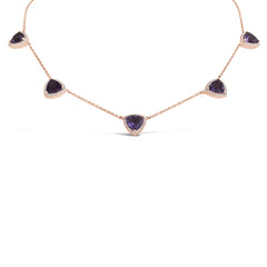 0.40ct Diamond & 5.10ct Amethyst 14k Rose Gold Necklace