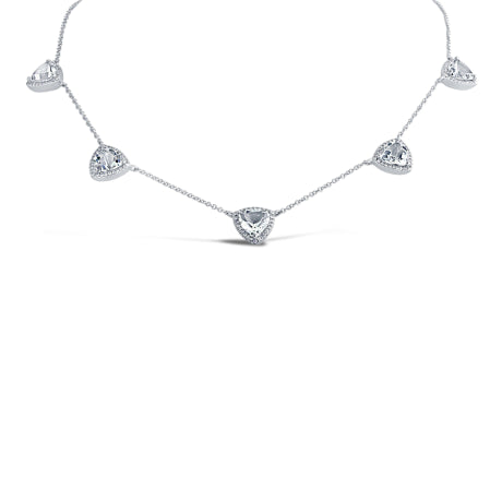 0.40ct Diamond & 6.77ct White Topaz 14k White Gold Necklace