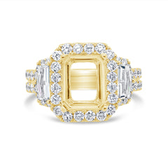 2.05ct 18k Yellow Gold Diamond Semi-mount Ring for 10x8mm Center
