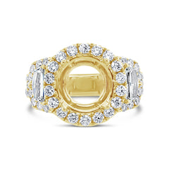 2.30ct 18k Yellow Gold Diamond Semi-mount Ring for 3.50ct Center