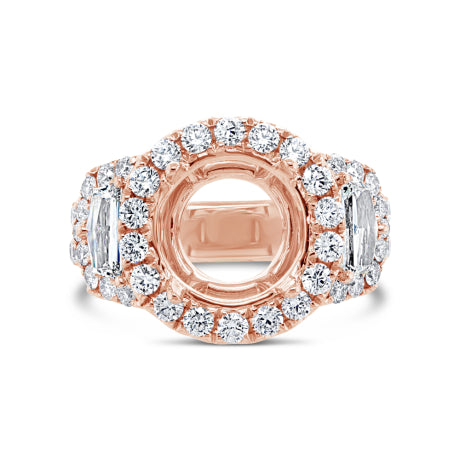 2.30ct 18k Rose Gold Diamond Semi-mount Ring for 3.50ct Center
