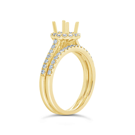 0.63ct 18k Yellow Gold Diamond Semi-mount Ring 2-pc for 0.75ct Center