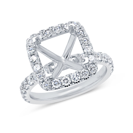 1.00ct 14k White Gold Diamond Semi-mount Ring for 9x9mm Center
