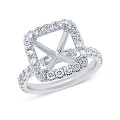 1.00ct 14k White Gold Diamond Semi-mount Ring for 9x9mm Center