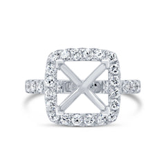 1.00ct 14k White Gold Diamond Semi-mount Ring for 9x9mm Center
