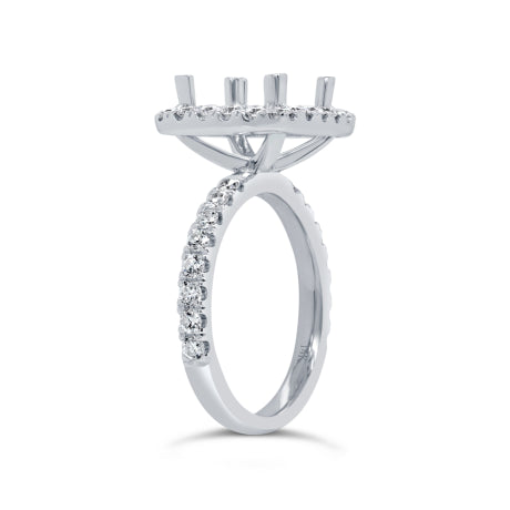 1.00ct 14k White Gold Diamond Semi-mount Ring for 9x9mm Center