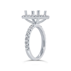 1.00ct 14k White Gold Diamond Semi-mount Ring for 9x9mm Center