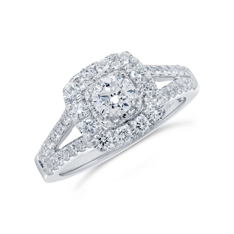0.40ct Round Brilliant Center and 0.80ct Side 14k White Gold Diamond Engagement Ring