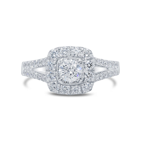 0.40ct Round Brilliant Center and 0.80ct Side 14k White Gold Diamond Engagement Ring