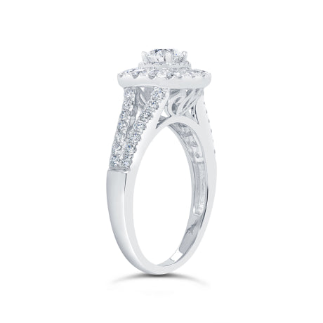 0.40ct Round Brilliant Center and 0.80ct Side 14k White Gold Diamond Engagement Ring