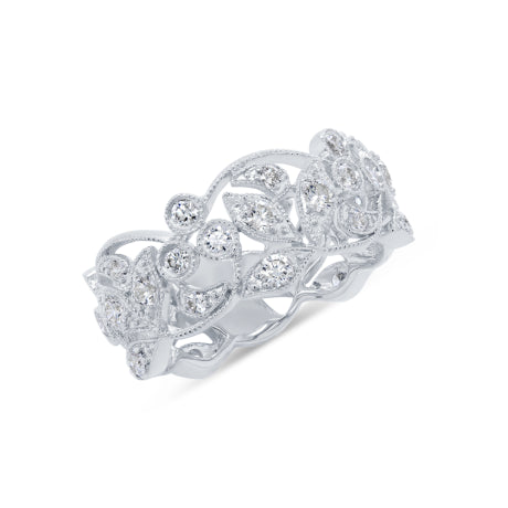 1.26ct 14k White Gold Diamond Lady's Leaf Ring Size 5