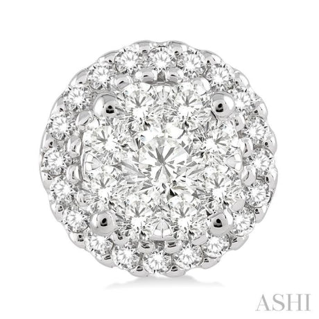 3/4 Ctw Lovebright Round Cut Diamond Earrings in 14K White Gold