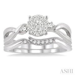 1/3 Ctw Diamond Lovebright Wedding Set with 1/3 Ctw Round Cut Engagement Ring and 1/20 Ctw Wedding Band in 14K White Gold