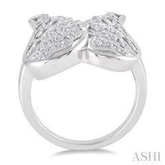1/20 Ctw Round Cut Diamond Angel Wing Ring in Sterling Silver