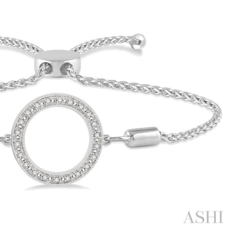 1/10 Ctw Hollow Cut Circle Round Cut Diamond Sterling Silver Lariat Bracelet