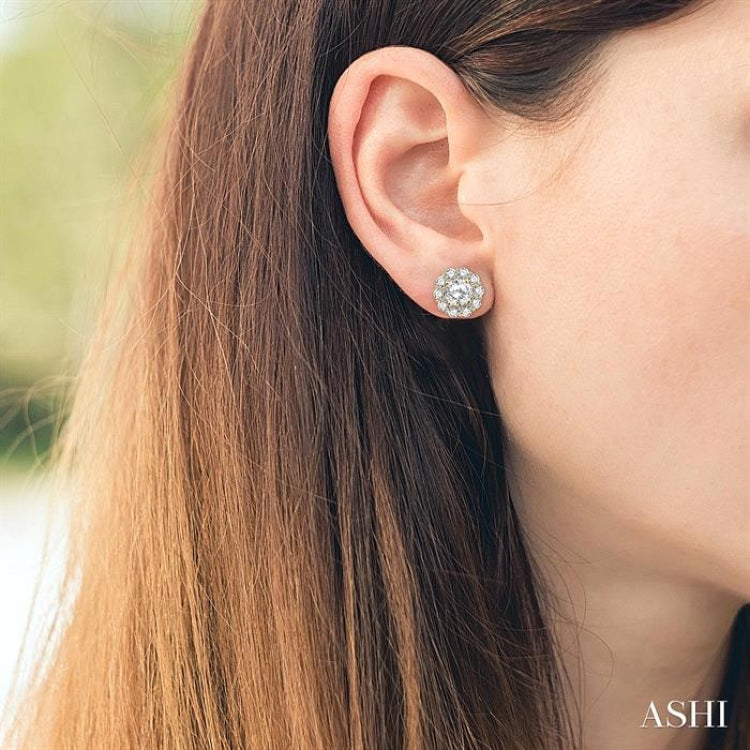 3/4 ctw Round Cut Diamond Earring Jacket in 14K Yellow Gold