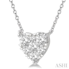 3/4 Ctw Lovebright Diamond Heart Pendant With Chain in 14K White Gold