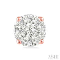 1/6 Ctw Lovebright Round Cut Diamond Stud Earrings in 14K Rose Gold