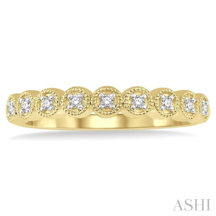 1/10 Ctw Circular Mount Round Cut Diamond Stackable Band in 14K Yellow Gold