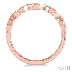 1/8 Ctw Twisted Marquise Mount Round Cut Diamond Fashion Band in 14K Rose Gold