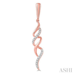 1/6 Ctw Ribbon Swirl Round Cut Diamond Long Earrings in 10K Rose Gold