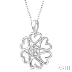 1/50 Ctw Infinity Heart Charm Round Cut Diamond Pendant With Chain in Sterling Silver
