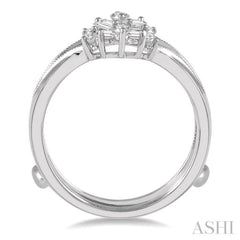 3/8 ctw Baguette and Round Cut Diamond Insert Ring in 14K White Gold
