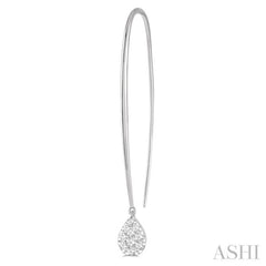 1/2 Ctw Pear Shape Dangler Lovebright Round Cut Diamond Earrings in 14K White Gold