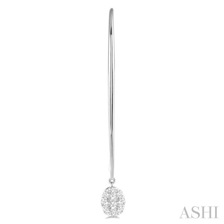 1/2 Ctw Oval Shape Dangler Lovebright Round Cut Diamond Earrings in 14K White Gold