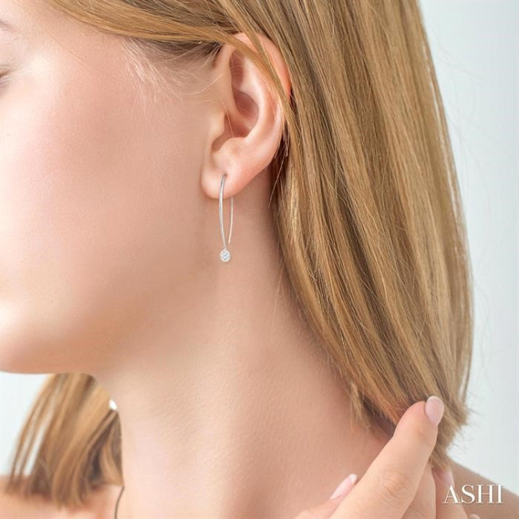 1/2 Ctw Oval Shape Dangler Lovebright Round Cut Diamond Earrings in 14K White Gold