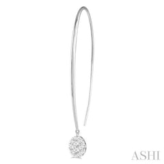 1/3 Ctw Oval Shape Dangler Lovebright Round Cut Diamond Earrings in 14K White Gold