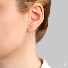 1/3 Ctw Oval Shape Dangler Lovebright Round Cut Diamond Earrings in 14K White Gold