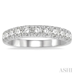 3/4 ctw 11 Stone Round Cut Diamond Wedding Band in 14K White Gold